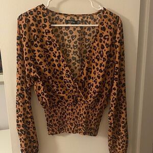 Boohoo Animal Print Blouse - Brown